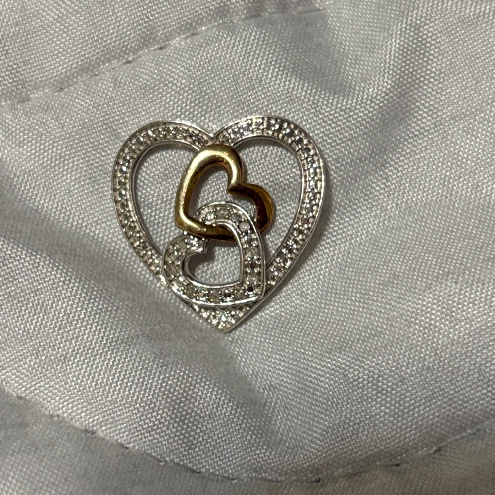 Dazzling Silver and Gold Heart Brooch